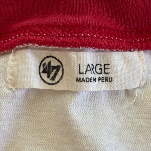 '47 Kansas City Chiefs Cropped Ringer T-Shirt - Cream/Red - Size L - Picture 9 of 10